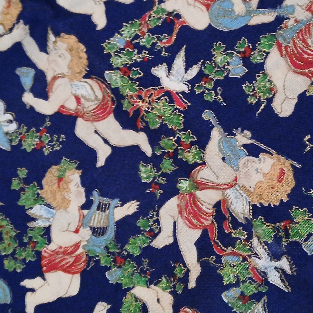 2 Yards Vintage Cherub Angel Christmas Fabric Sharon Kessler Concord USA